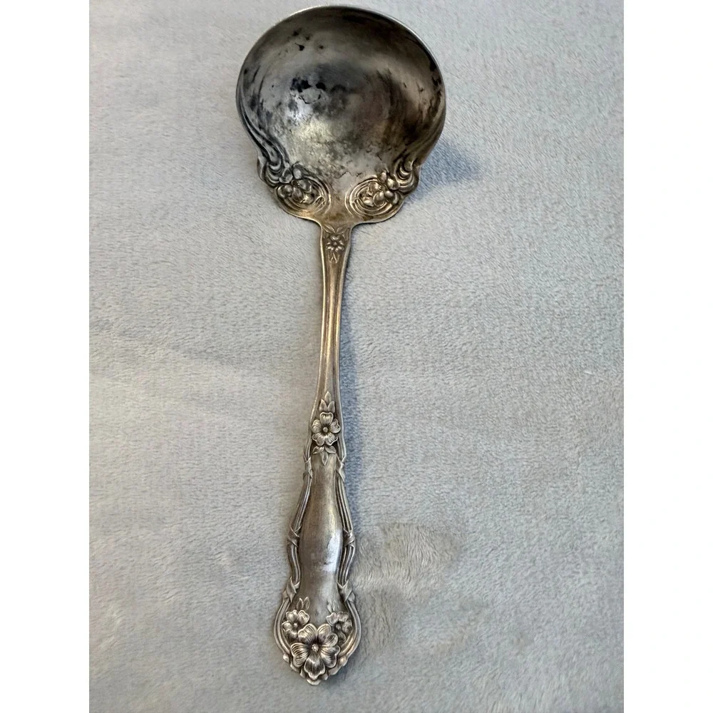 Vintage 1910 Wm Rogers &‎ Son AA Orange Blossom Silverplate Gravy Ladle 7.25